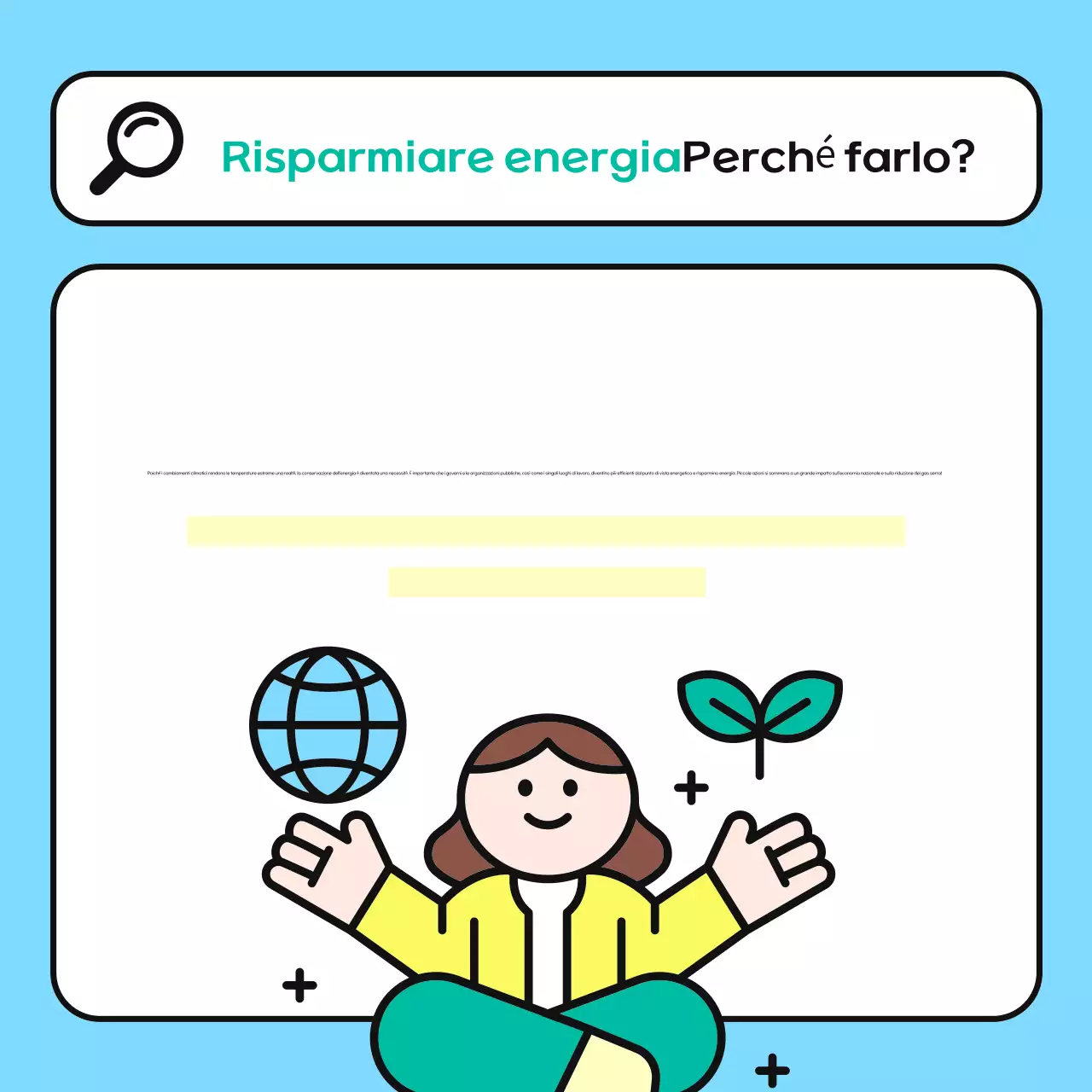 Una campagna di risparmio energetico sul posto di lavoro in azzurro e verde