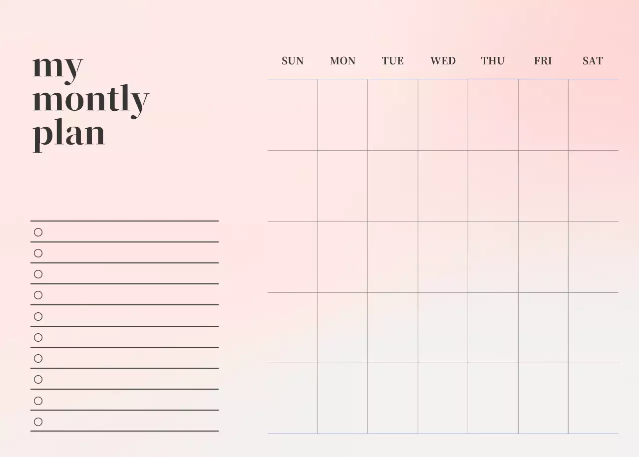 Gradient Minimalist Calendar