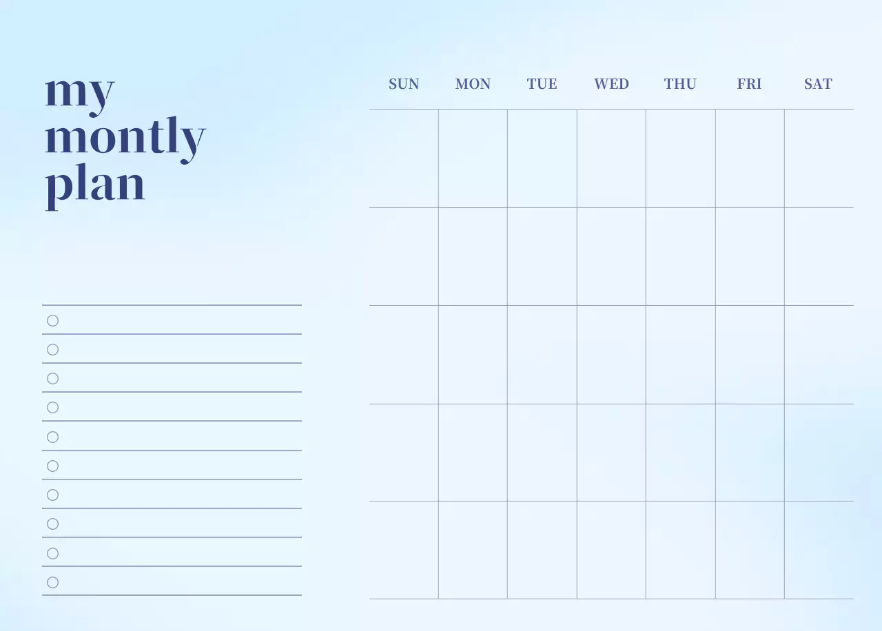 Gradient Minimalist Calendar