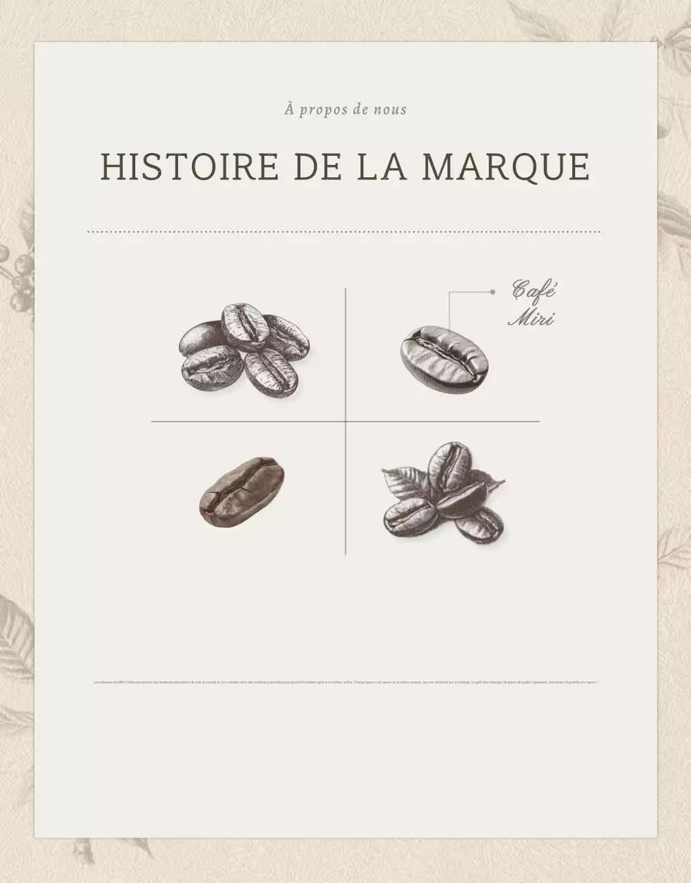 Grains de café vintage beige et marron page de détail