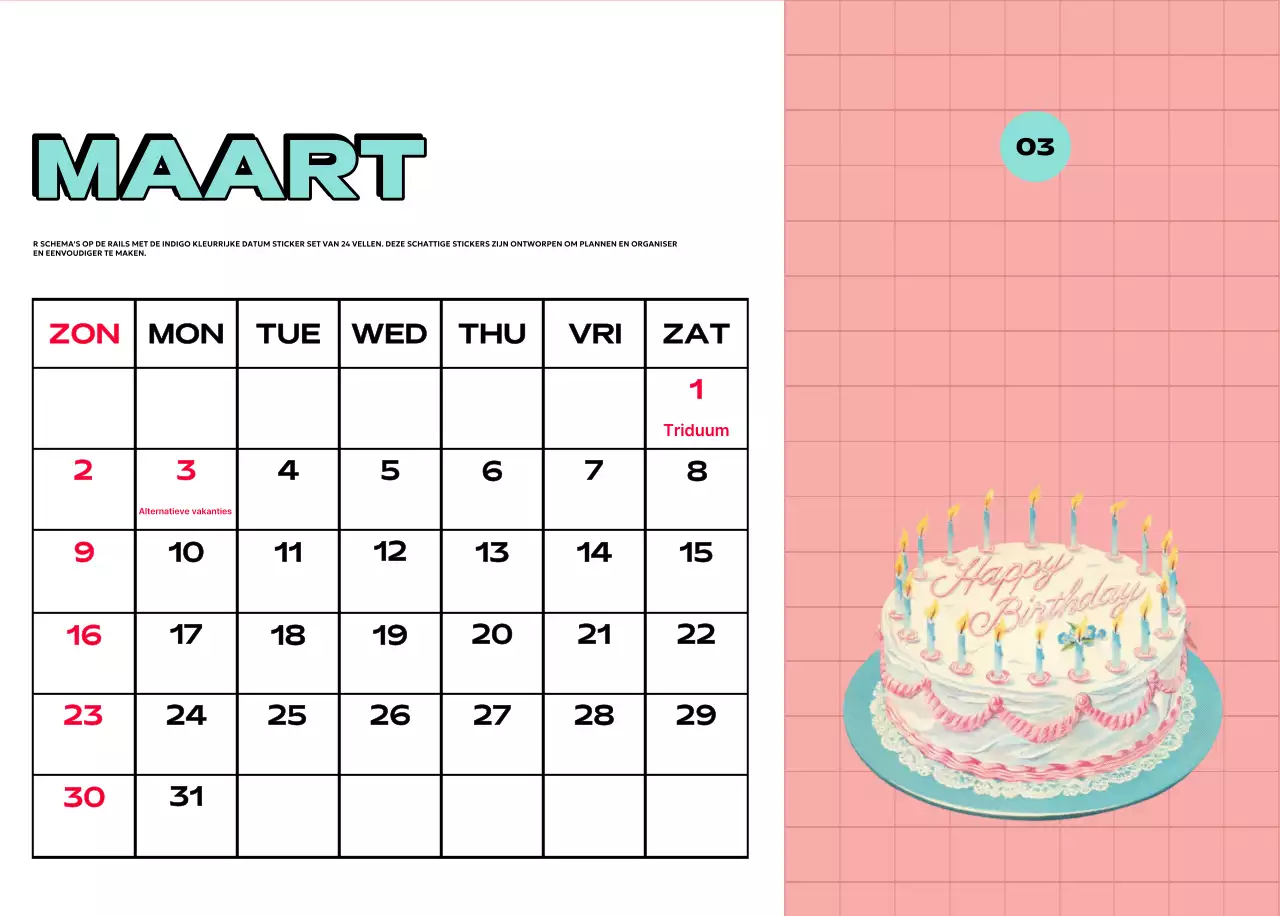 Kleurrijke kalenders met verschillende retro-illustraties