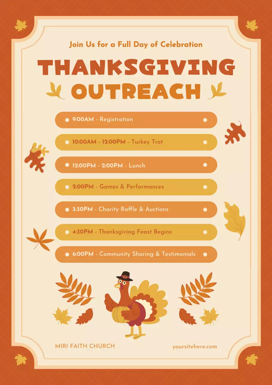 Orange Retro Thanksgiving Event Poster