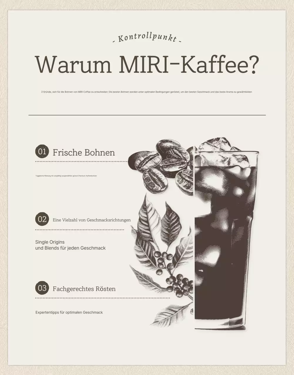 Beige und braun vintage Kaffeebohnen Detailseite