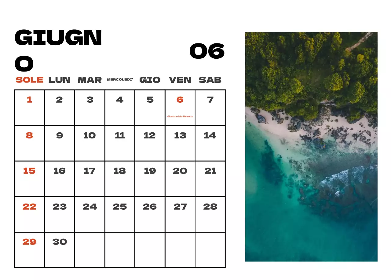 Calendario pulito con foto del cielo