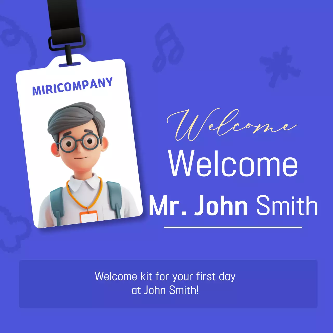 Cartão de boas-vindas moderno azul Postagem de mídia social