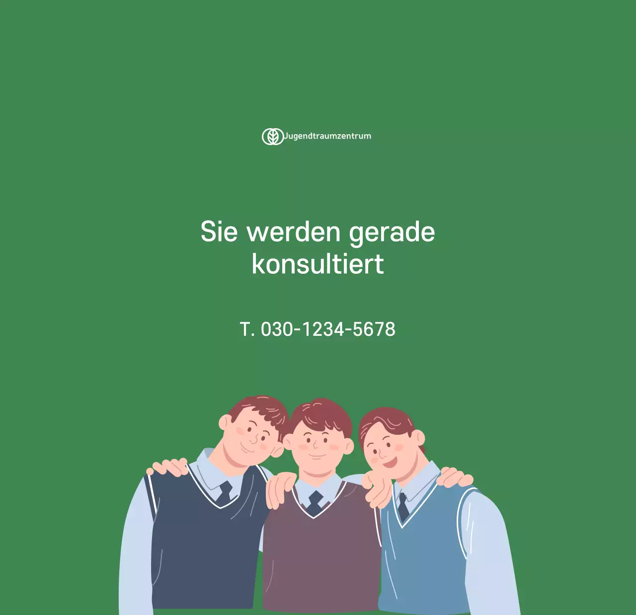 Kalender mit Jugendillustrationen auf gelb-grünem Hintergrund