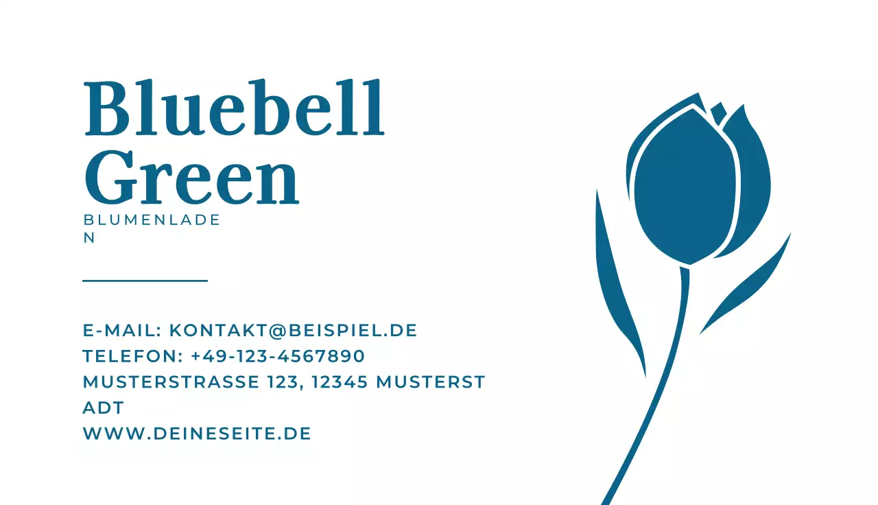 blaue minimalistische floristische Visitenkarte