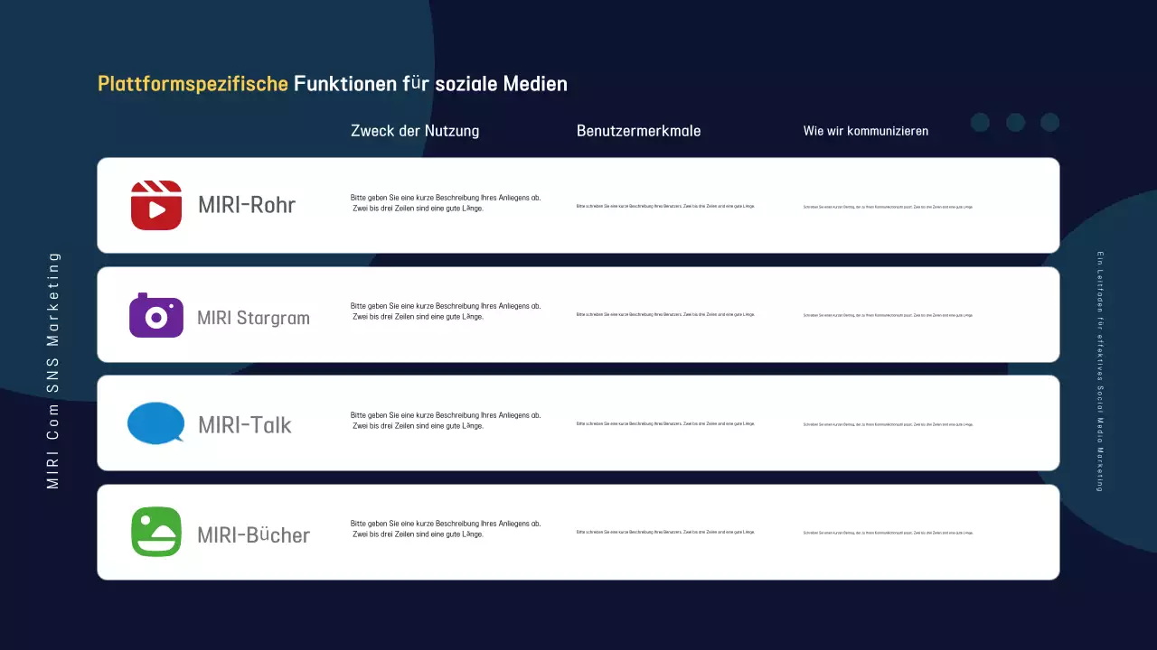 Förderung des modernen Marketing-Leitfadens für Marineblau und Regenbogen