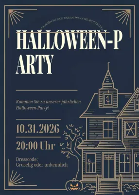 Marineblaue Vintage-Halloween-Einladung