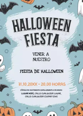 Invitación fiesta Halloween azul negro naranja