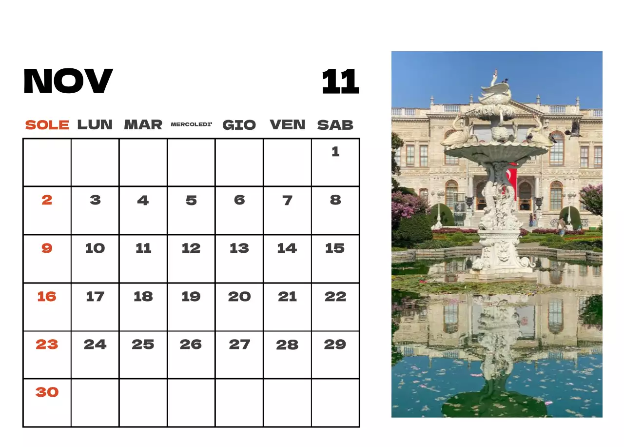 Calendario pulito con foto del cielo