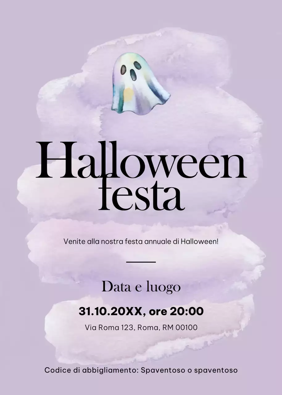 invito di Halloween minimal viola