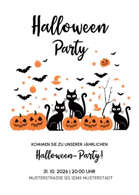 Orange Retro-Halloween-Einladung