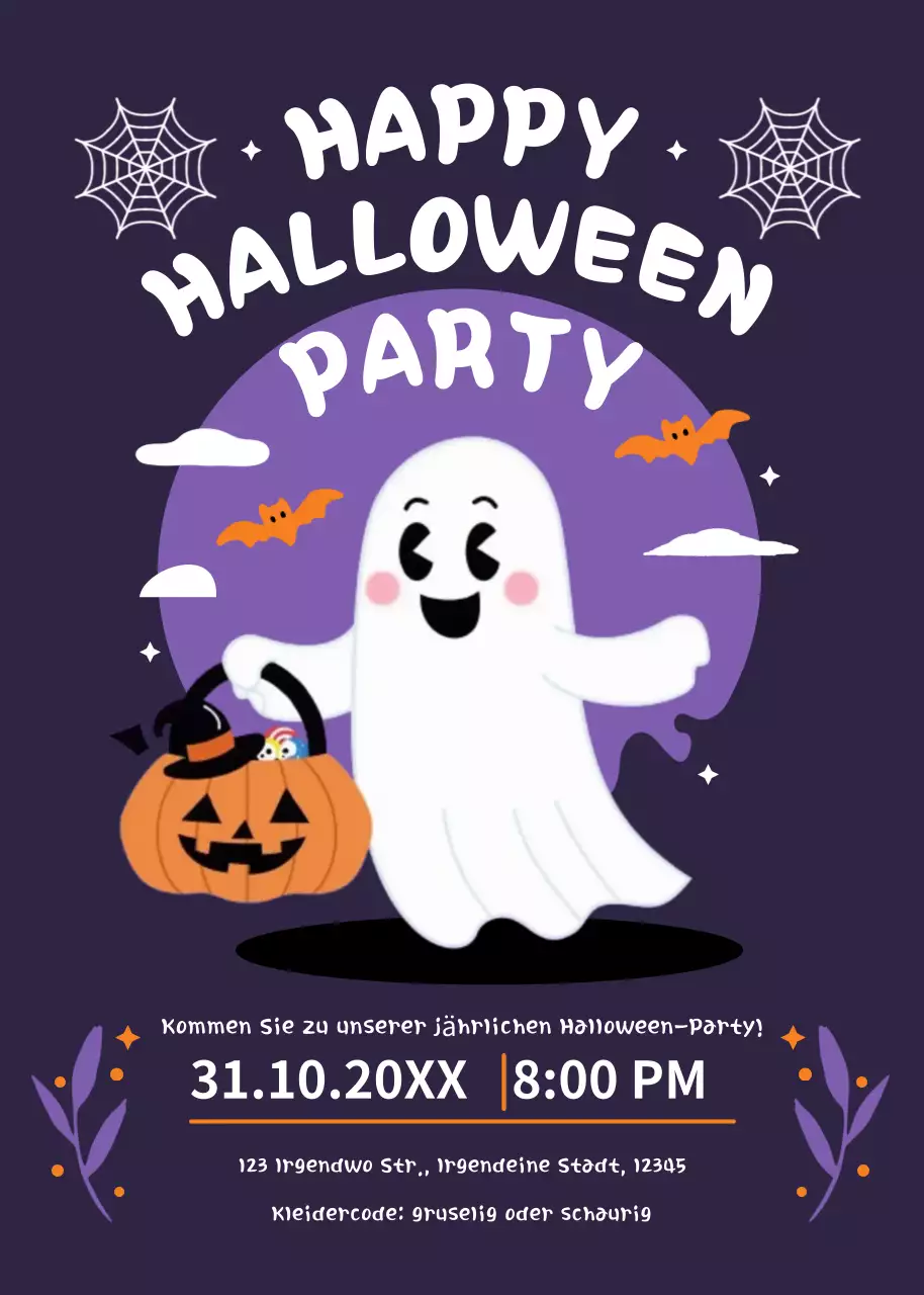 Lila-orange Halloween-Party-Einladung