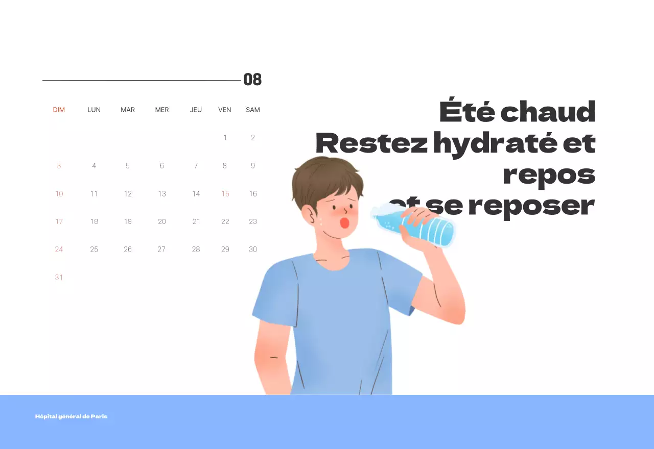 Un hôpital festif avec des illustrations sur le thème de la santé et de la famille et des accents colorés.