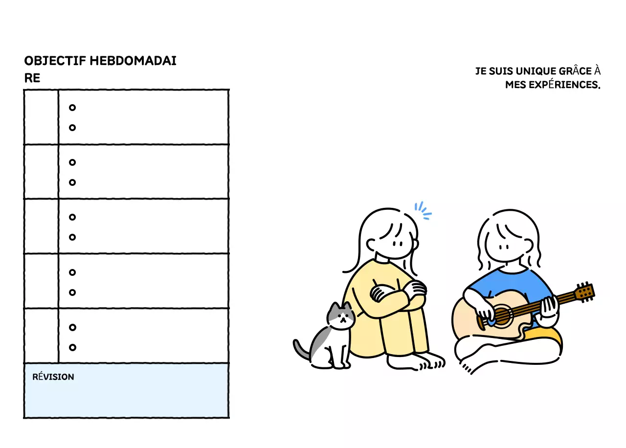 Calendrier illustré avec un joli style de lignes