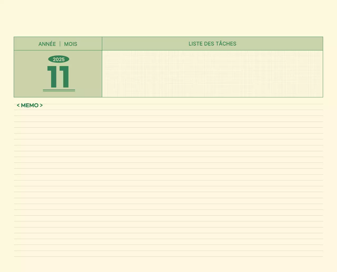 Calendrier mural SAT D-Day concept notepad en vert et jaune clair
