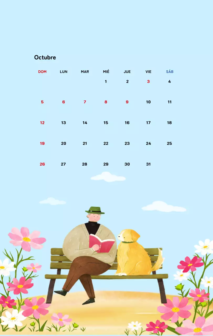 Calendario de Año Nuevo con cálidas ilustraciones