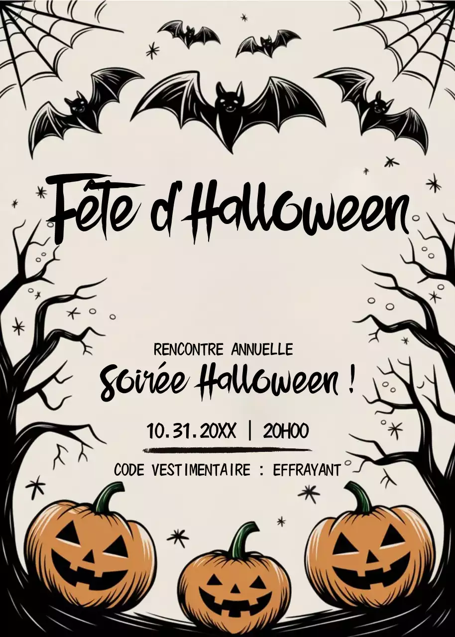 invitation gothique noire pour Halloween