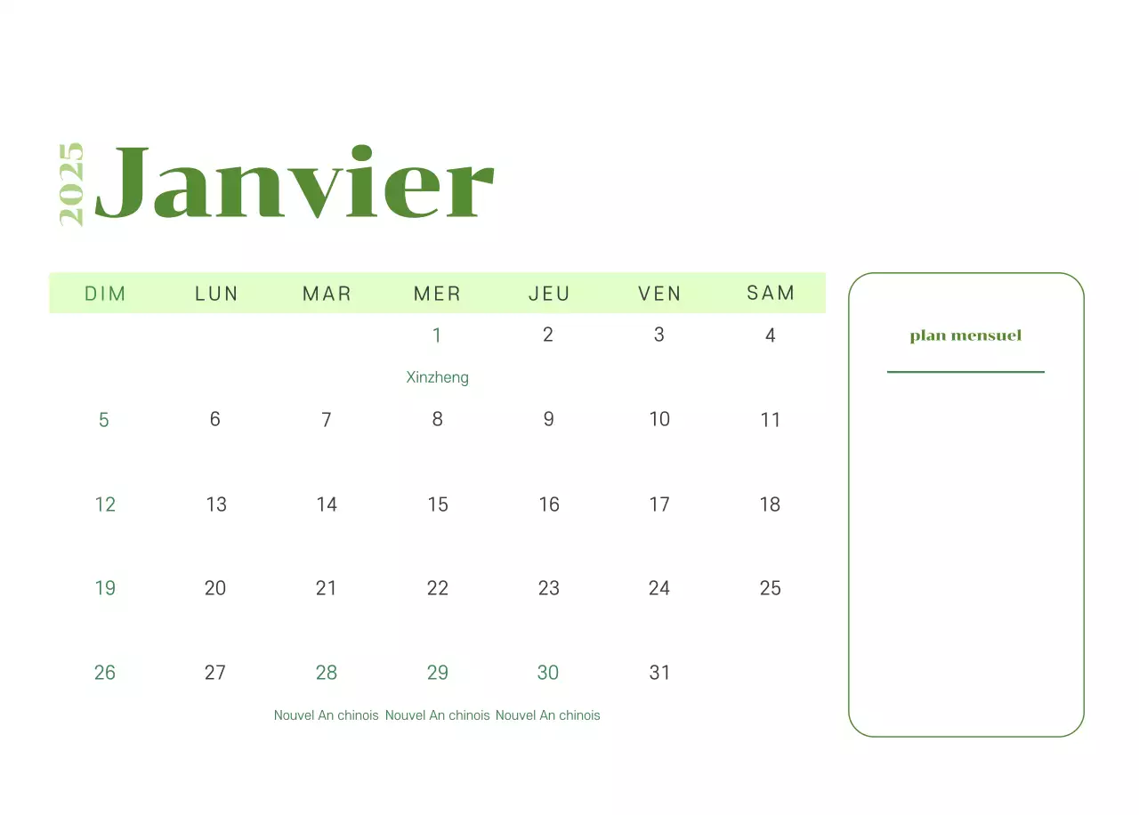 Calendrier avec illustrations de jeunes sur fond jaune-vert