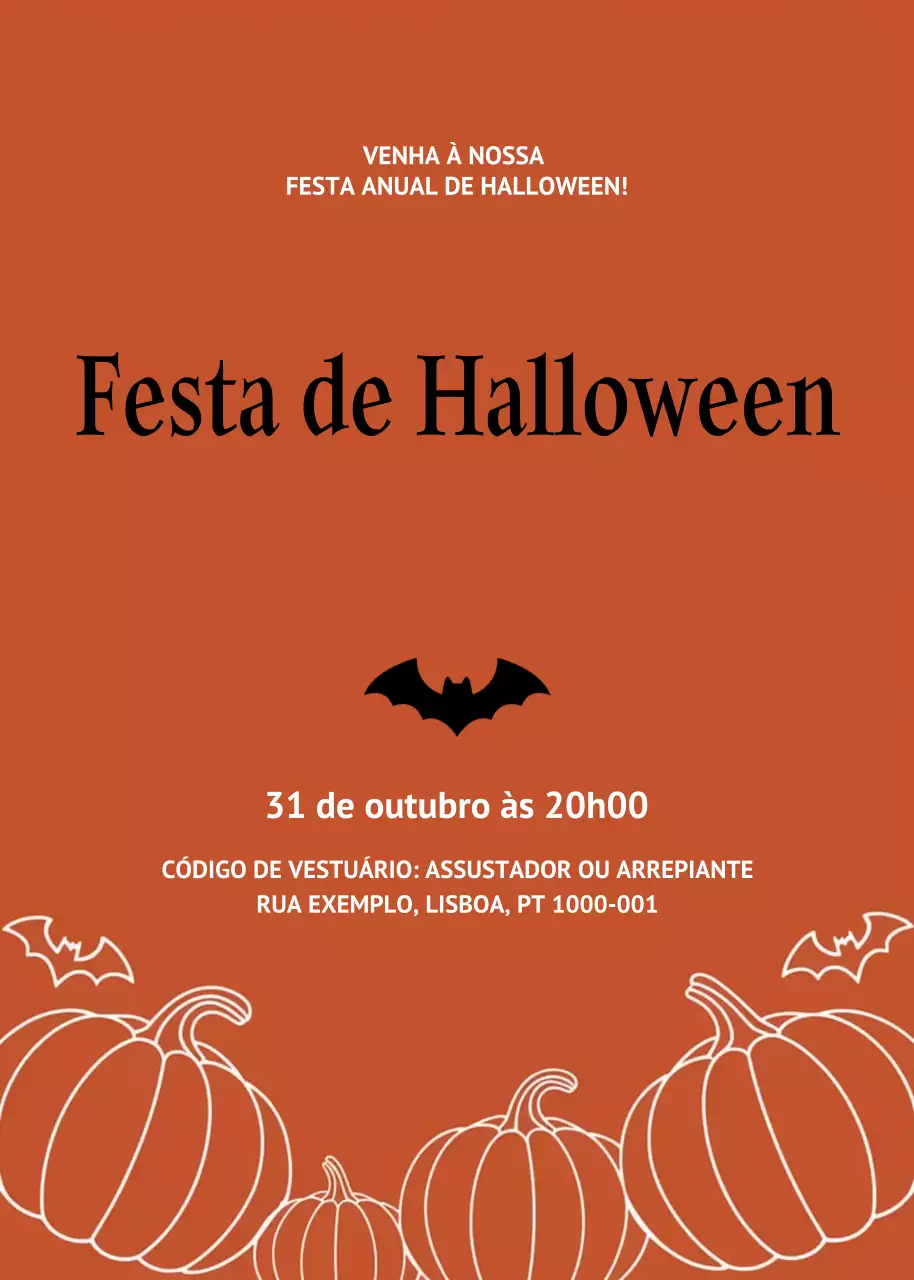 convite de Halloween tradicional laranja