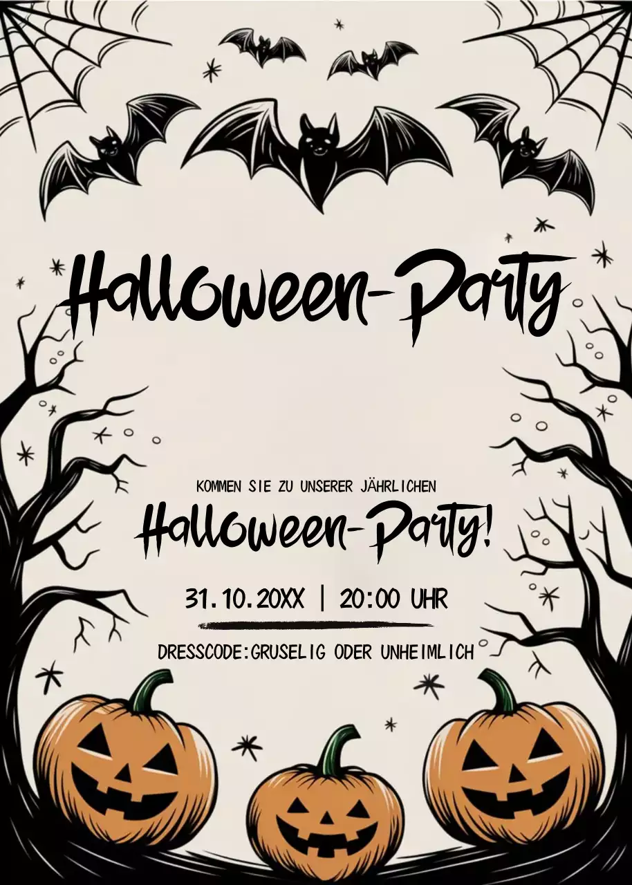 schwarze Gothic-Halloween-Einladung