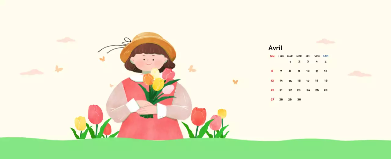 Calendrier du Nouvel An avec illustrations chaleureuses