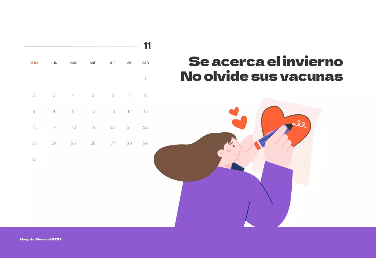 Un hospital festivo con ilustraciones de temática sanitaria y familiar y acentos de color