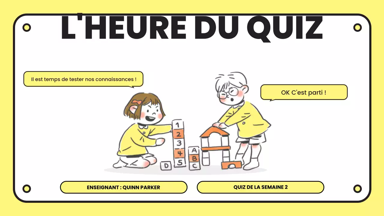 présentation d'un quiz simple en jaune