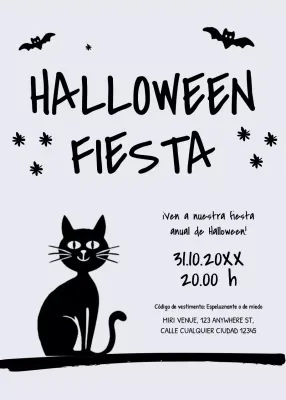 Invitación fiesta Halloween negro gris estilo minimalista