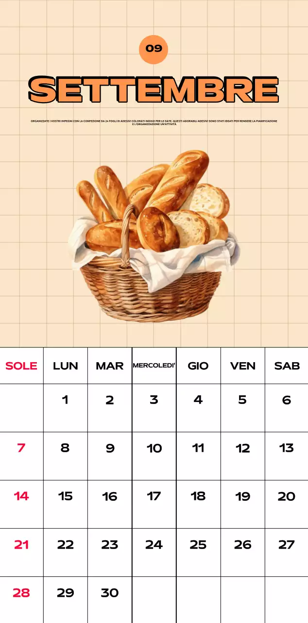 Calendari colorati con una varietà di illustrazioni retrò