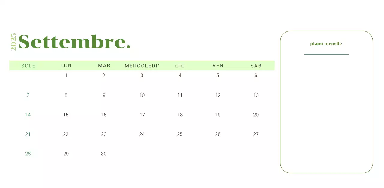 Calendario con illustrazioni giovanili su sfondo giallo-verde