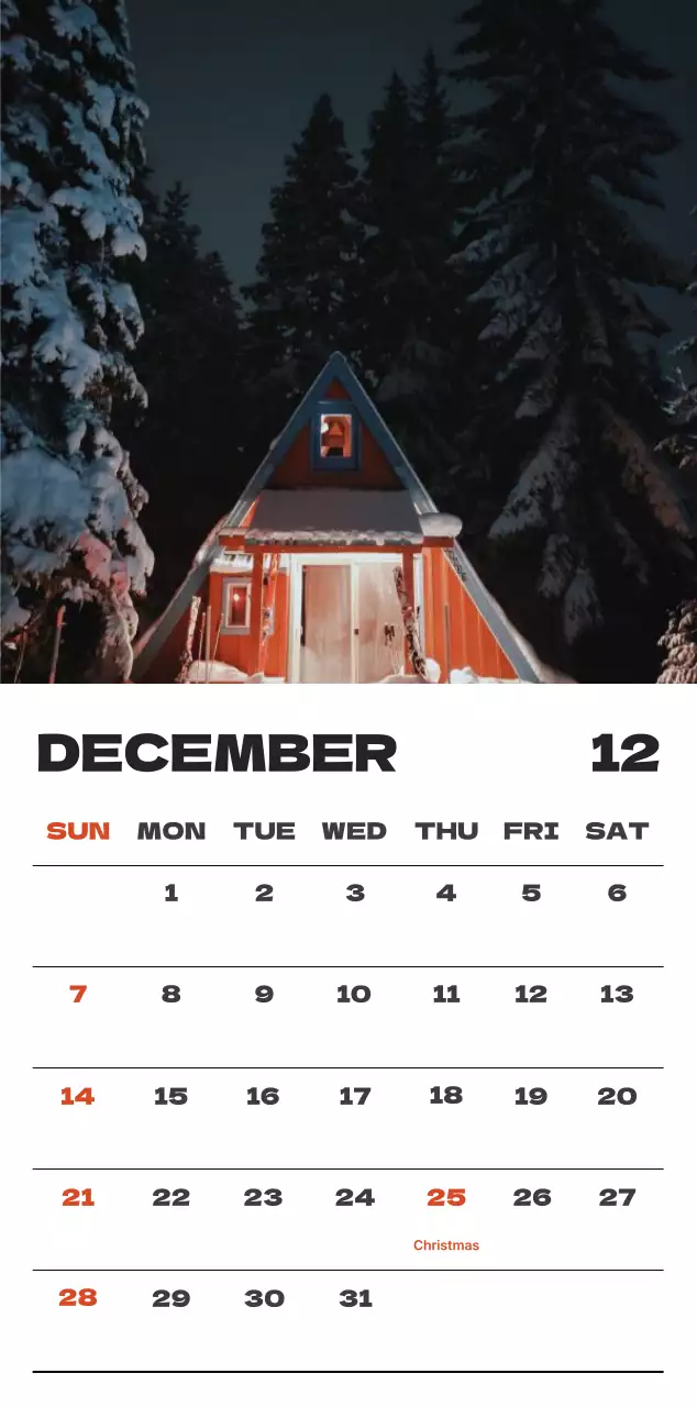 Sky photo clean calendar