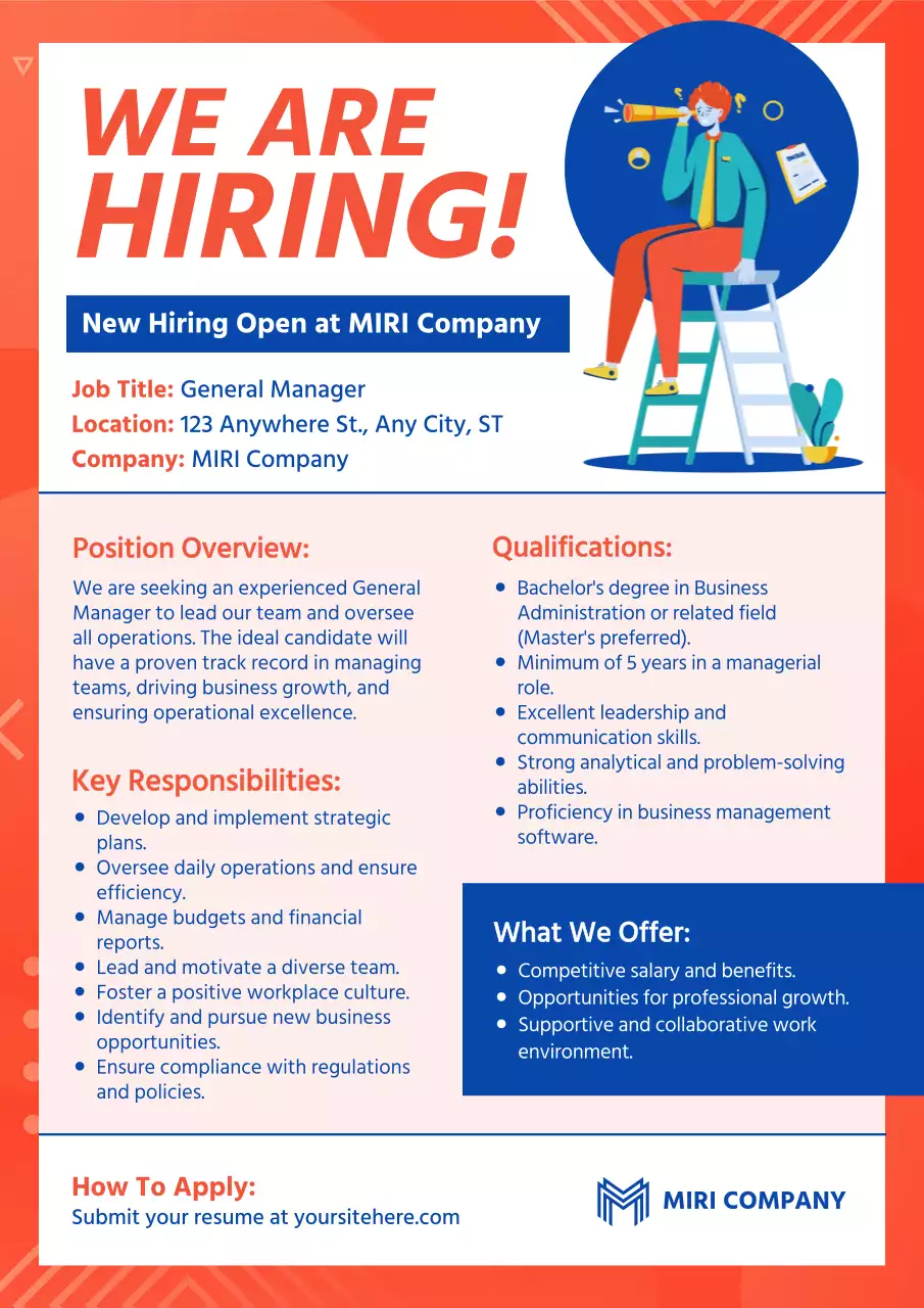 Orange Professional Job Posting Announcement Poster