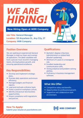 Orange Professional Job Posting Announcement Poster
