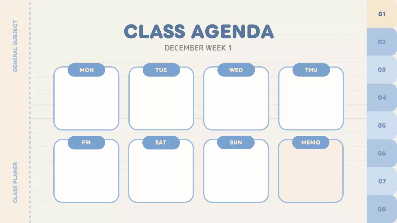Blue Simple Class Agenda Presentation