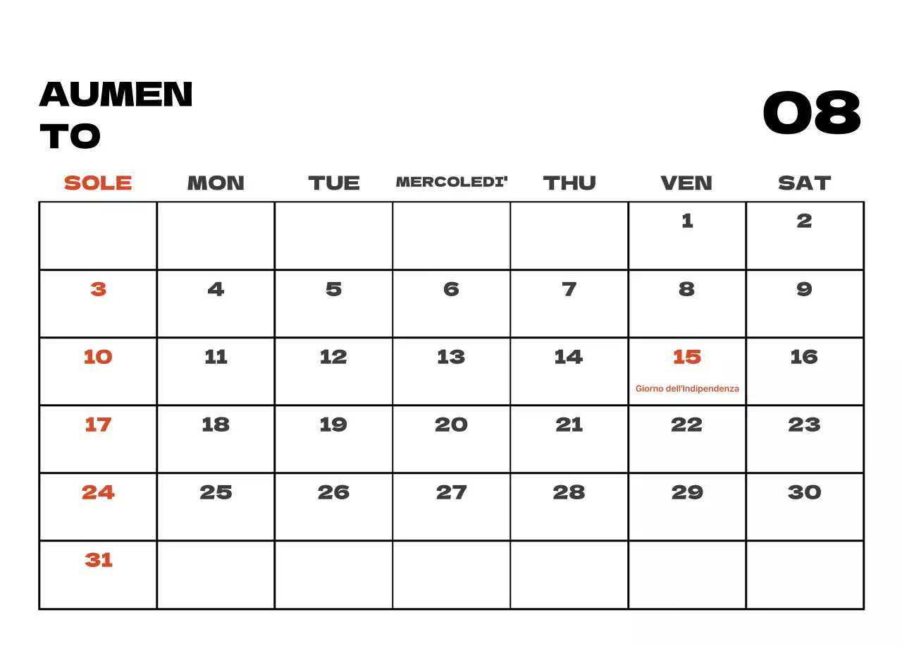 Calendario pulito con foto del cielo