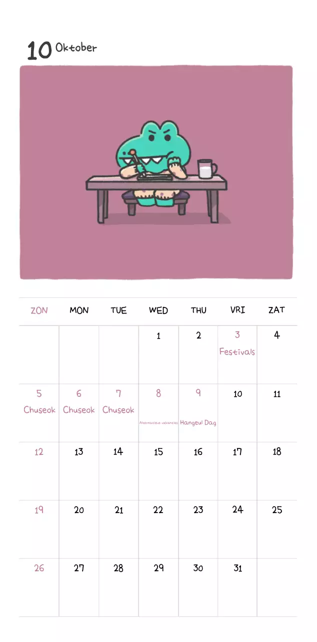 Een kalender met een schattig Ago-illustratieconcept