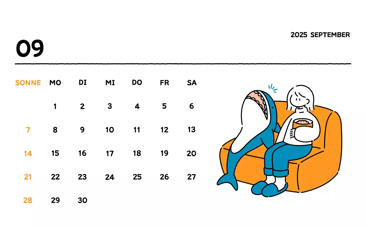 Illustrierter Kalender mit schönem Linienstil