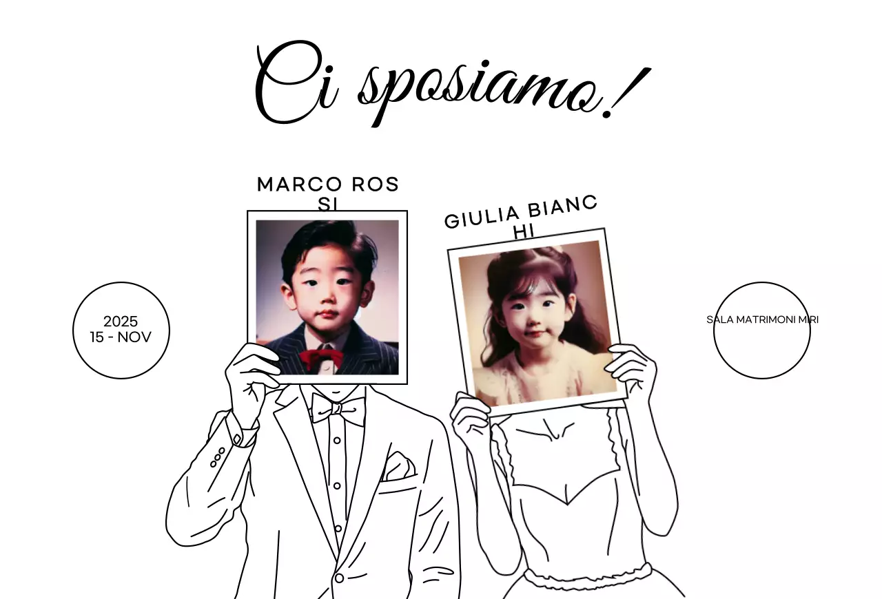 Foto d'infanzia invito di nozze semplice nero