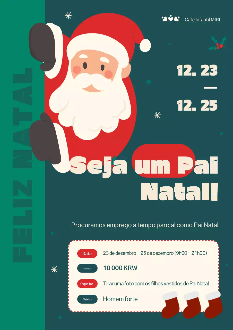 Anúncios de emprego a tempo parcial de Natal vintage em vermelho e verde