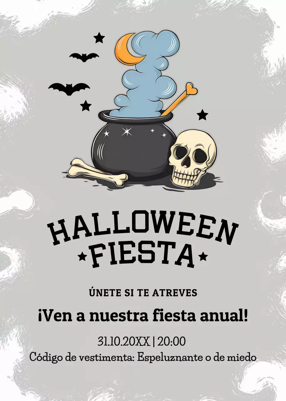 invitación gris retro para Halloween