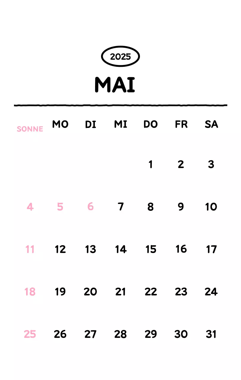 Illustrierter Kalender mit schönem Linienstil