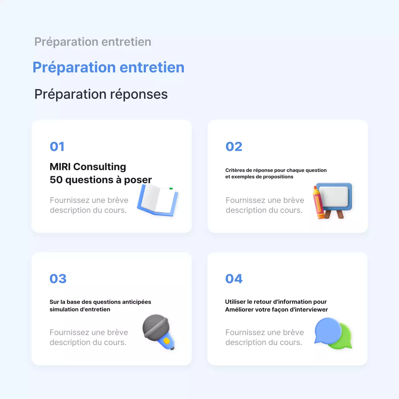 Guide de préparation à l'entretien simple bleu clair