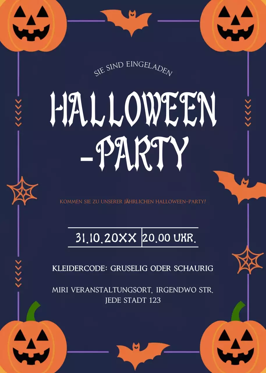Marineblaue Halloween-Party-Einladung