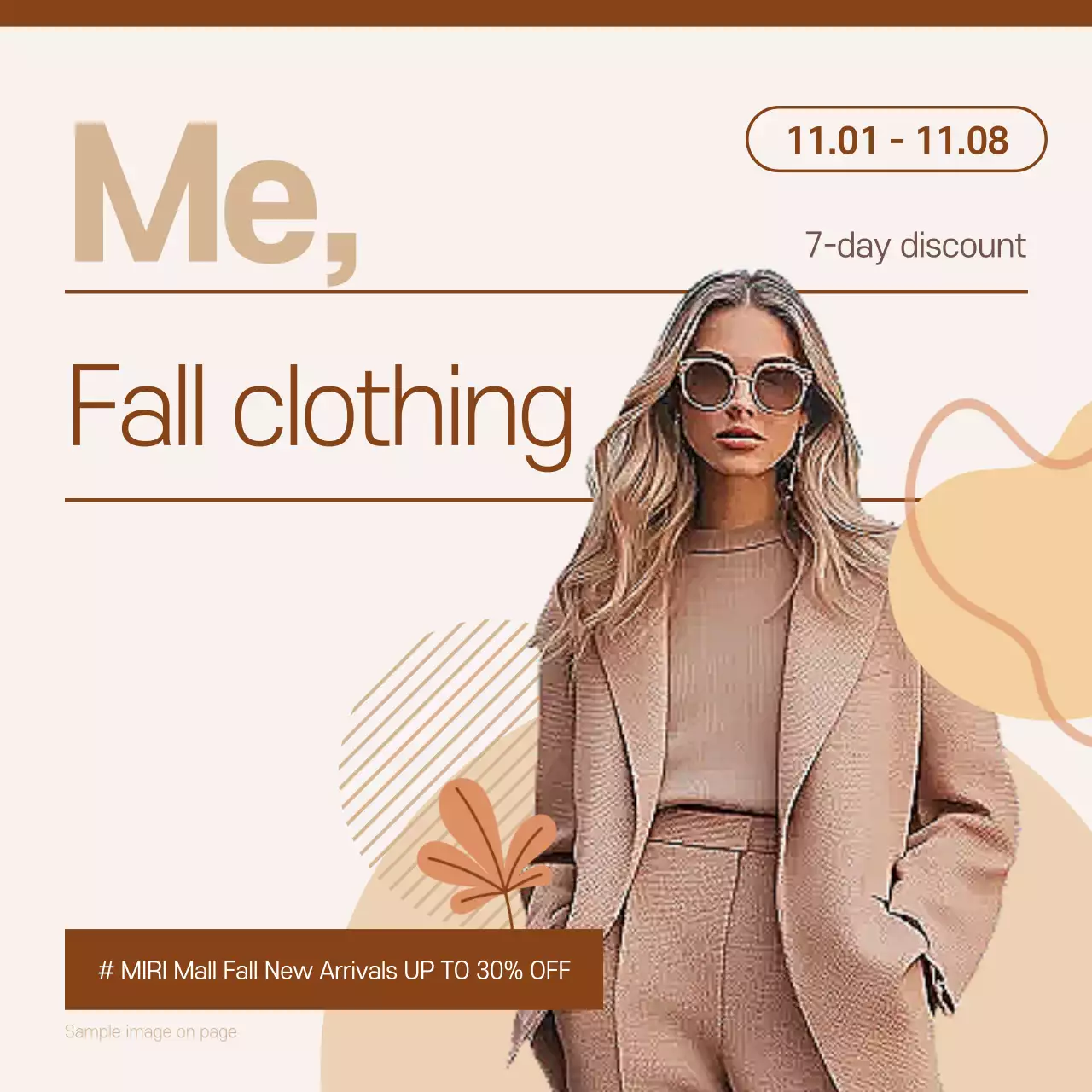 Postagem de mídia social de promoção de outono da moda bege