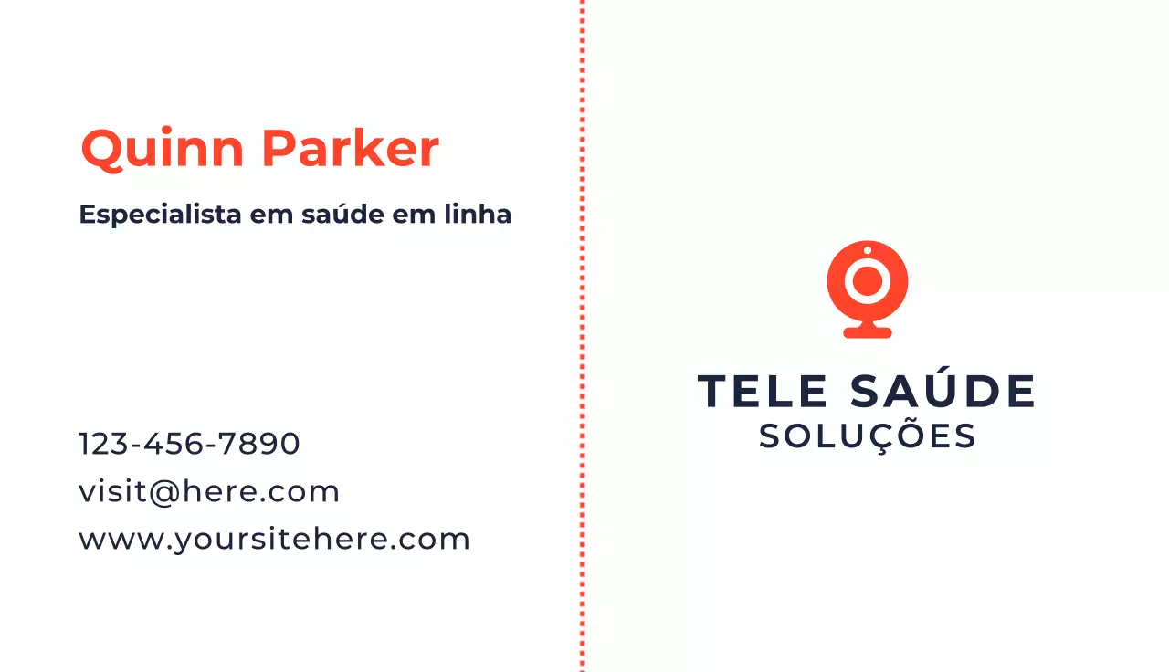cartão de visita laranja de tele-saúde profissional