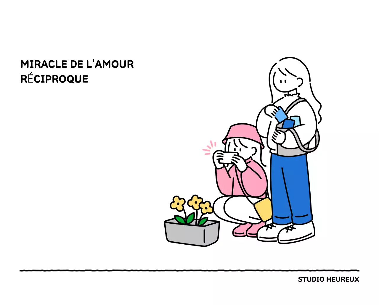 Calendrier illustré avec un joli style de lignes