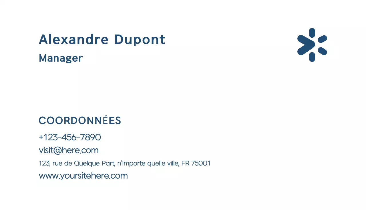 carte de visite minimaliste bleue