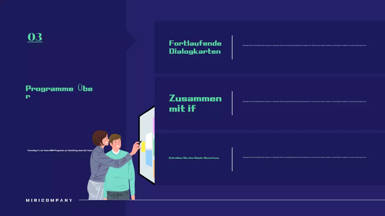 Einfacher Workshop-Vorschlag in Marineblau und Grün